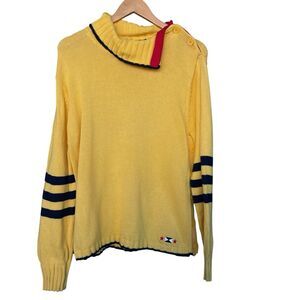 Norton Mcnaughton Womens Sweater‎ Medium Cotton Side Button Nautical Striped